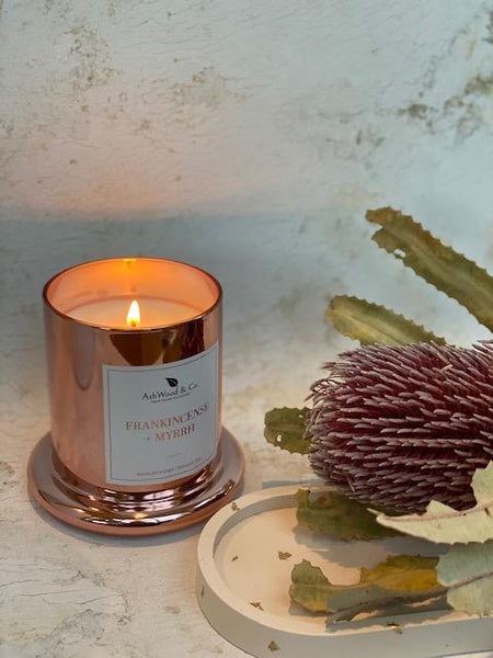 Frankincense + Myrrh Luxury Candle with Glass Cloche - Ashwood & Co.